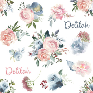 
            
                Load image into Gallery viewer, Blush &amp;amp; Blue Florals - Blanket
            
        