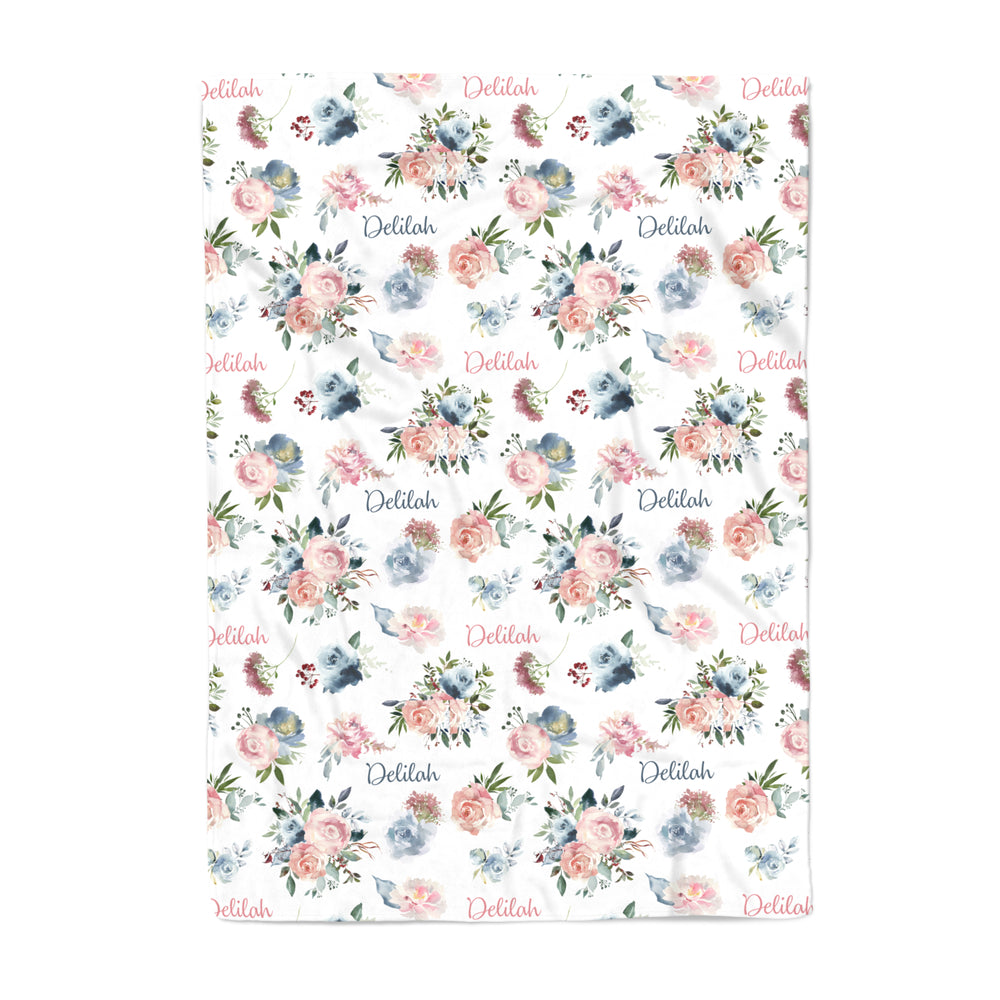 
            
                Load image into Gallery viewer, Blush &amp;amp; Blue Florals - Blanket
            
        