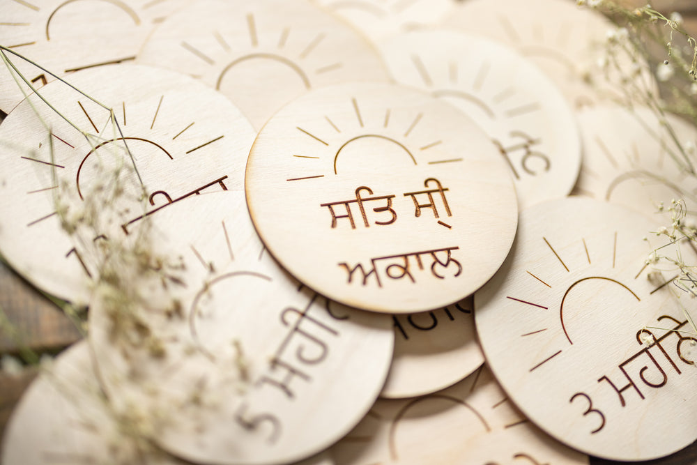 Sun - Wooden Monthly Milestone Discs - Punjabi
