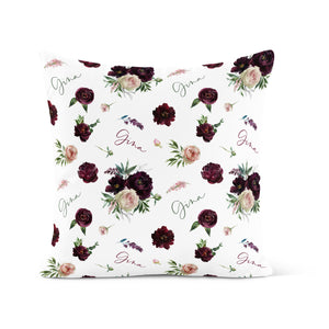 Wine & Blush Florals - Decorative Pillow