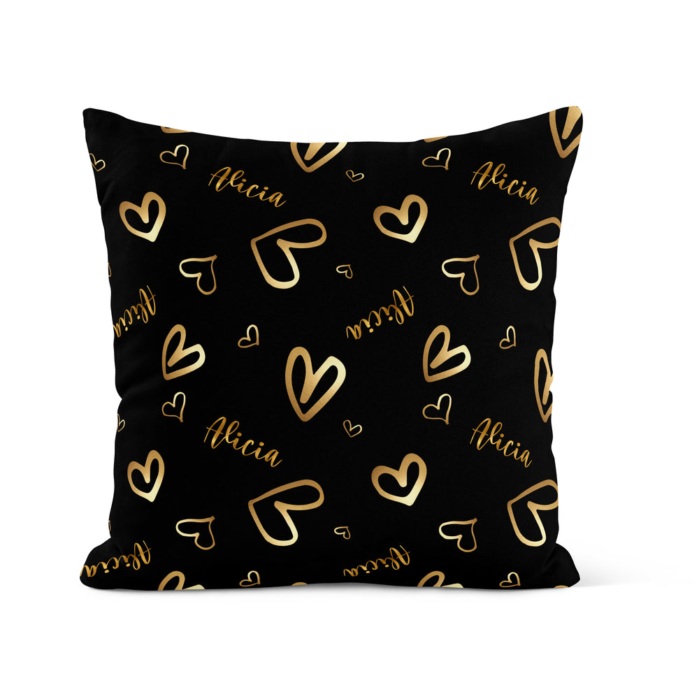 Golden Hearts - Decorative Pillow
